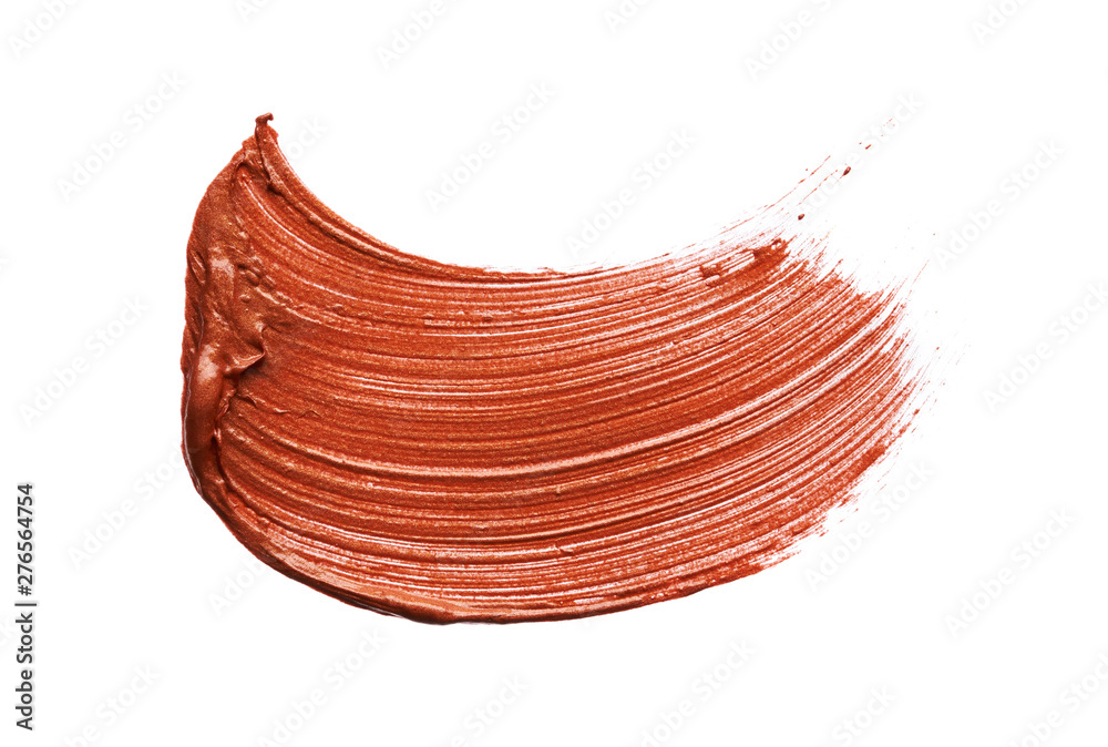 Wall mural smears and texture of bronze lip gloss isolated on white background