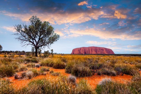 Uluru (Ayer's Rock) in Uluru-Kata Tjuta National Park is a massive sandstone monolith in the heart of the Northern Territory’s arid "Red Centre", Australia. Photographed: July 2019.