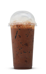 Ice chocolate in plastic glass