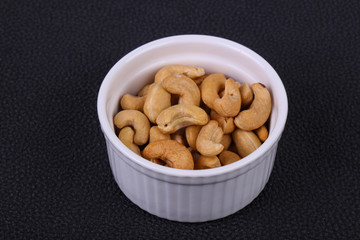 Cashew nuts heap in the bowl
