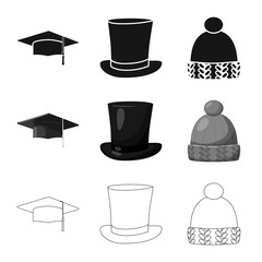 Isolated object of clothing and cap sign. Collection of clothing and beret stock symbol for web.