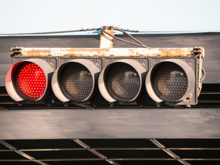 Traffic lights on road in city