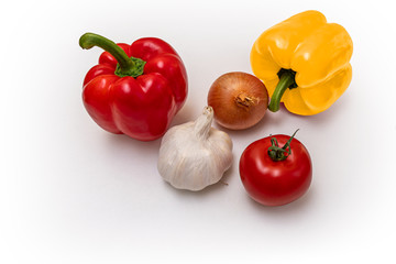 Paprika, Tomate, Knoblauch, Zwiebel
