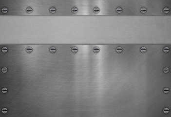 Polished stainless steel plate with screws