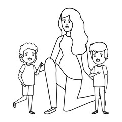 happy students boys with female teacher