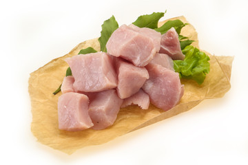 Raw fresh pork meat cube