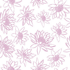 Vector elegant seamless pattern with lotus flowers. Floral pattern for wedding invitations, greeting cards, scrapbooking, print, gift wrap, manufacturing.