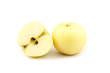 Golden apple fruit isolated on white background
