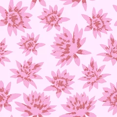 Tuinposter Vector roze naadloze bloemmotief. Schets van bloemen in herhaling, ideaal voor cadeaupapier, scrapbooking en decor. © Nespola Designs