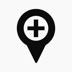 Hospital location icon. Flat style vector EPS.