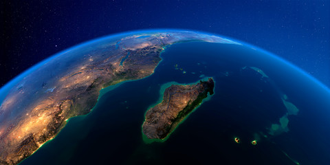 Detailed Earth at night. Africa and Madagascar