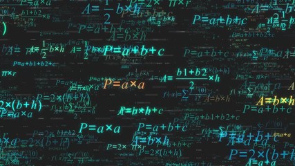 math formulas animation with camera zoom (3d render) - Powered by Adobe
