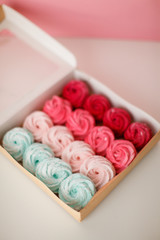 Multicolored marshmallows in paper packaging