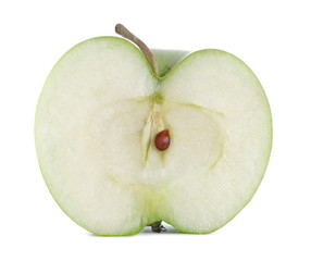 Green half apple isolated on white background