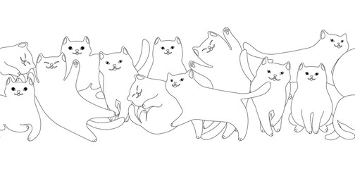 Seamless pattern with cartoon white cats.