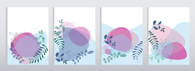 Abstract banner organic fluid with plants. Cover template background design vector.