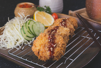 Japanese deep fried pork chop or menchikatsu.