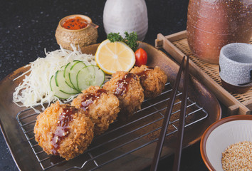 Japanese deep fried pork chop or menchikatsu.