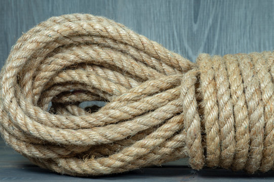 Natural Jute Rope Cord In Close-up