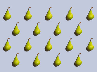 Pears pattern isolated on background. Fresh fruit. Nature food.