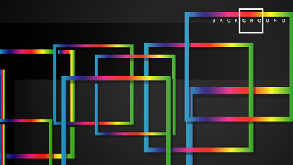Vector Modern Abstract Squares Backgrounds . with a black and rainbow color gradient. eps 10 template