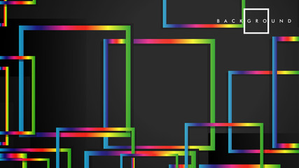 Vector Modern Abstract Squares Backgrounds . with a black and rainbow color gradient. eps 10 template