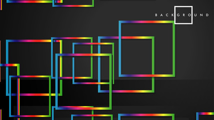 Vector Modern Abstract Squares Backgrounds . with a black and rainbow color gradient. eps 10 template