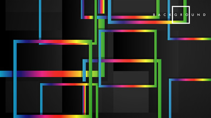 Vector Modern Abstract Squares Backgrounds . with a black and rainbow color gradient. eps 10 template