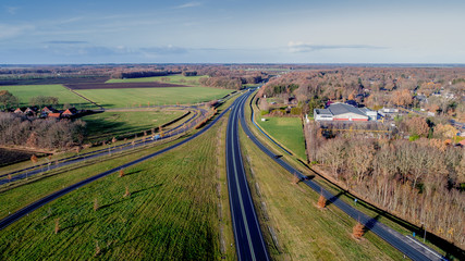 Dutch roads viewed from above. ere are the roads N33 and N34 near Gieten