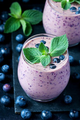 Blended smoothie with berries,  selective focus D