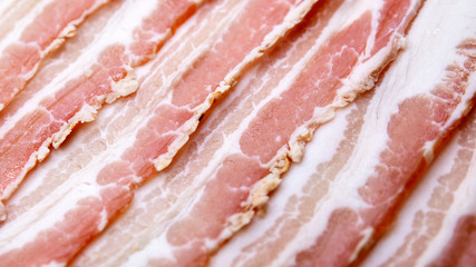 Slices of bacon, salt-cured pork