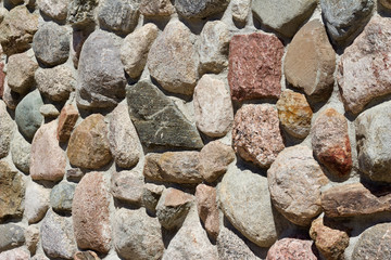 Natural rock stone wall background  (side angle view)