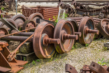 Rusty old train wheels