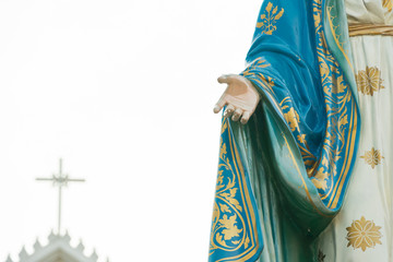 Our lady's hand, The Blessed Virgin Mary and the cross on white background. © KOTL
