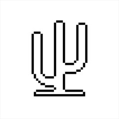 Cactus Icon Pixel Art, Cactus Plant Icon Pixelated Form