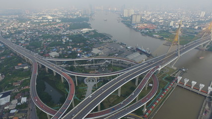 Bhumibol Bridge Chao Phraya River Thailand