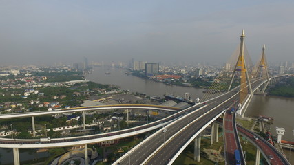 Bhumibol Bridge Chao Phraya River Thailand