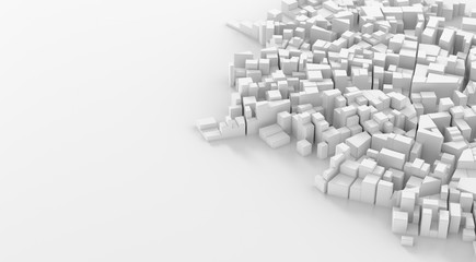 Abstract white city center. Cityscape background. 3d rendering.