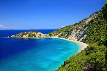 Fototapeta na wymiar ITHACA ISLAND, GREECE. Gidaki beach, the most beautiful beach of Ithaca (