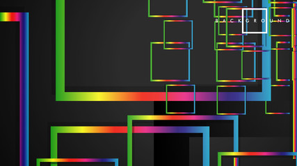 Vector Modern Abstract Squares Backgrounds . with a black and rainbow color gradient. eps 10 template