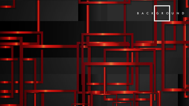 Vector Modern Abstract Squares Backgrounds . With A Black And Red Metal Color Gradient. Eps 10 Template