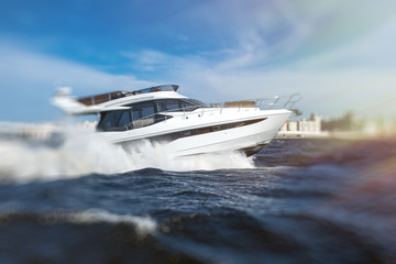 white yacht, luxury motor boat, happy life