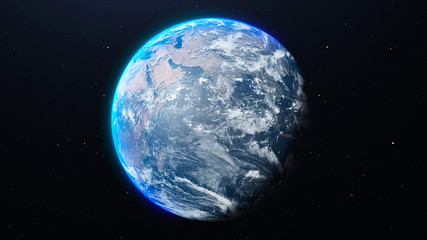 Fototapeta na wymiar Earth blue planet in space. 3d illustration for science, astronomy and business.