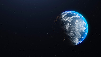 Earth planet with clouds in space. 3d illustration background with place for text