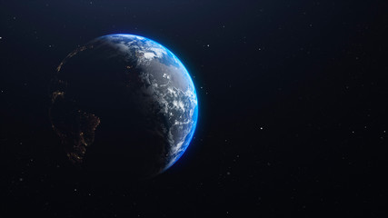 Closeup view of planet earth among the stars. Astrophysics theme 3d render
