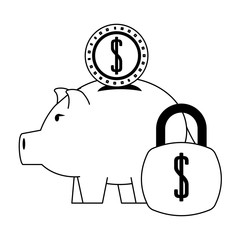 Piggy money savings and investment symbols