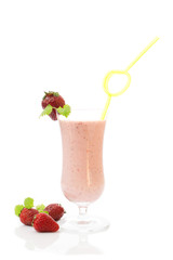Strawberry milk cocktstrawberry milkshake isolated on white backgroundail. Closeup