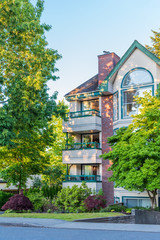 Houses in suburb at Summer in the north America. Luxury houses with nice landscape.