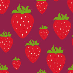 Seamless Pattern With Red Strawberry.
