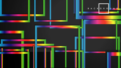 Vector Modern Abstract Squares Backgrounds . with a black and rainbow color gradient. eps 10 template